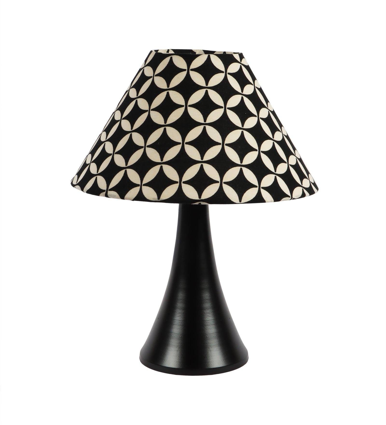 Geometric Design Print Shade With Metal Base Table Lamp - WoodenTwist