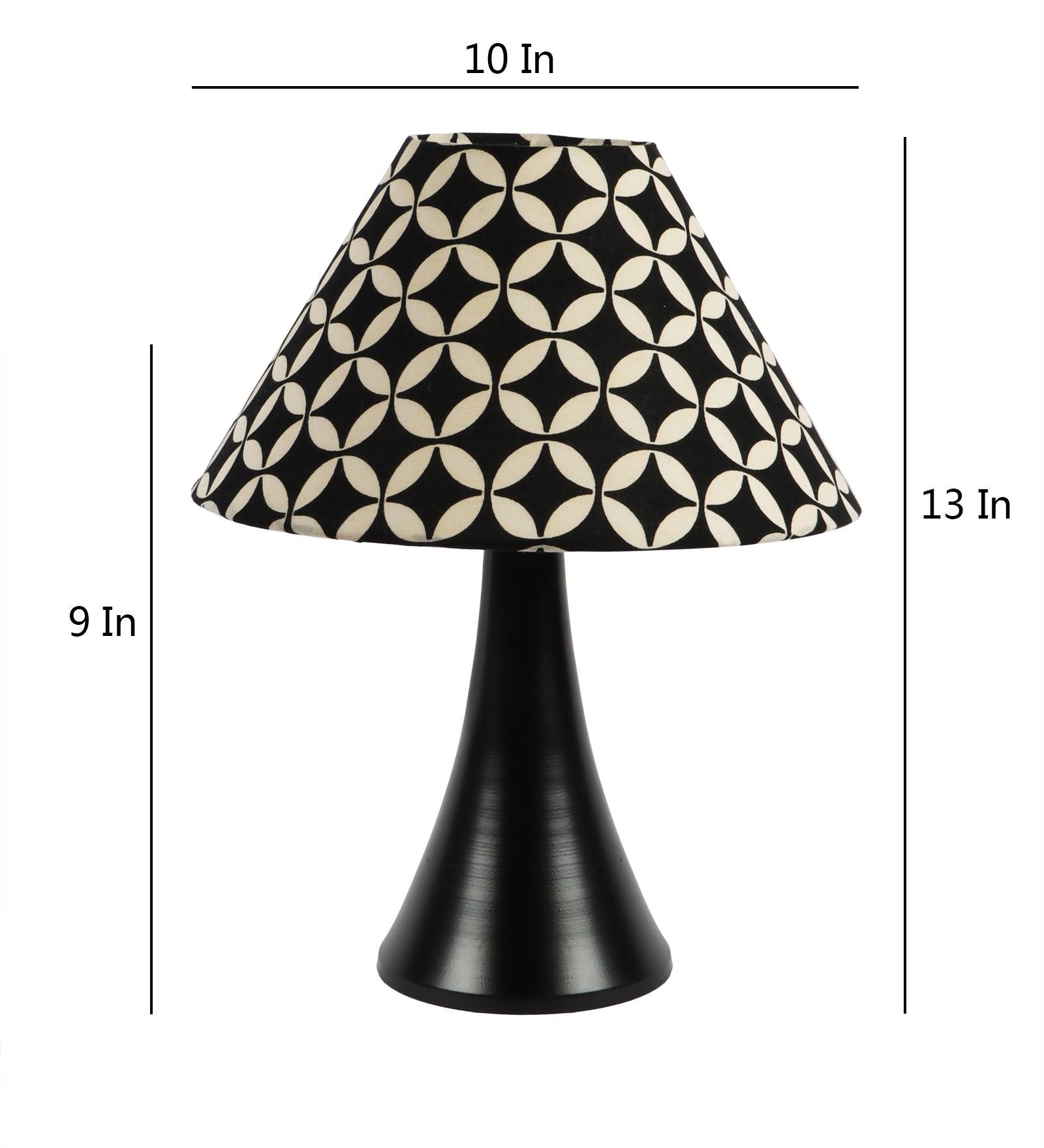 Geometric Design Print Shade With Metal Base Table Lamp - WoodenTwist