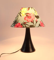 Floral Design Print Shade With Metal Base Table Lamp - WoodenTwist