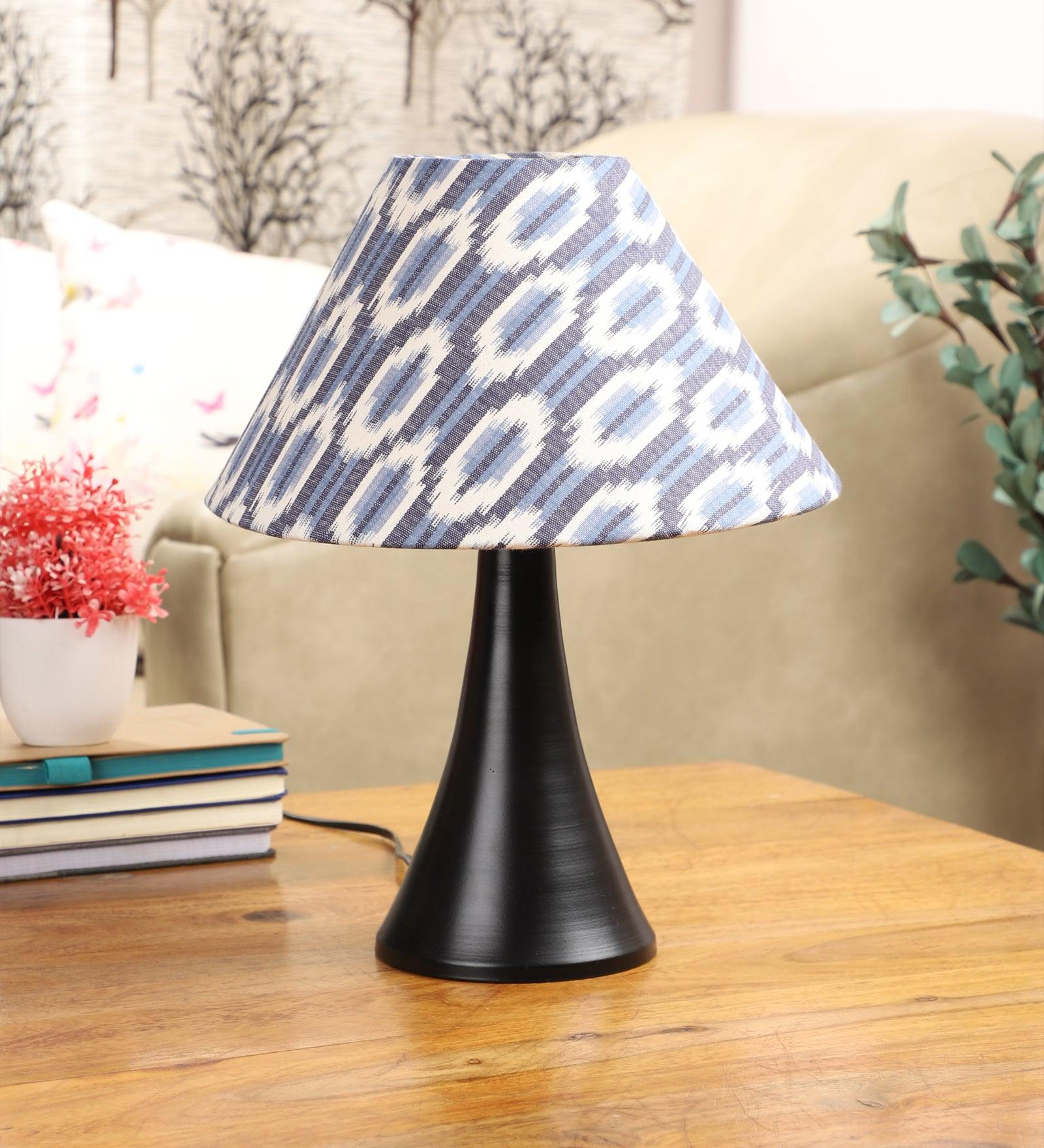 ikat Design Print Shade With Metal Base Table Lamp - WoodenTwist