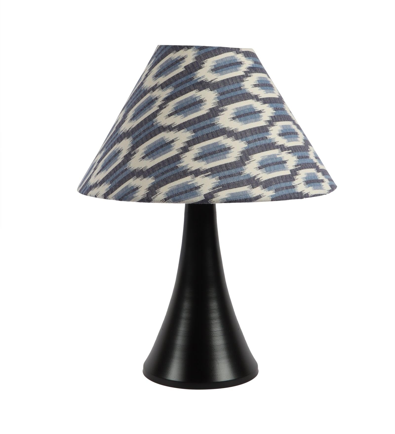 ikat Design Print Shade With Metal Base Table Lamp - WoodenTwist