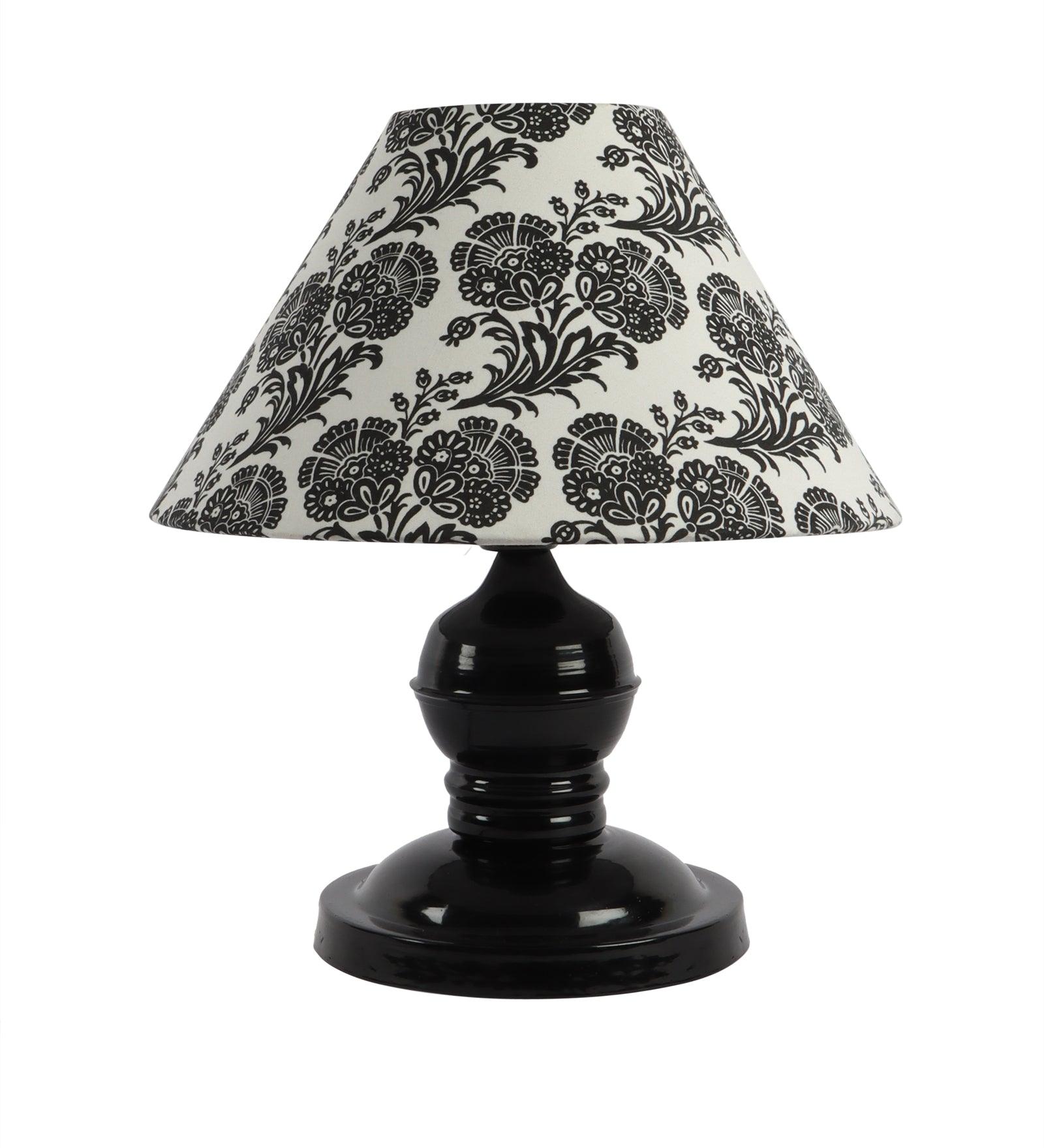 Filigree Design Print Shade With Metal Base Table Lamp - WoodenTwist