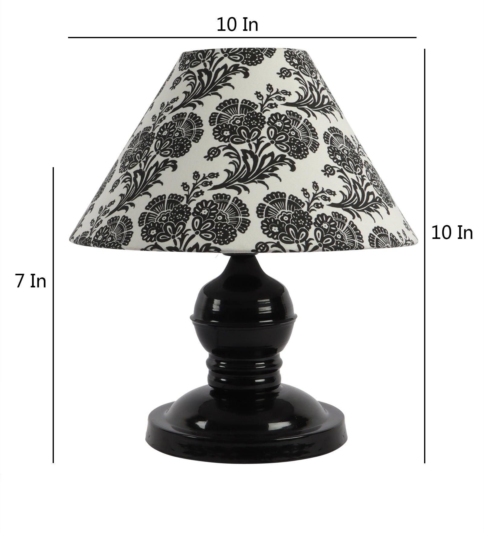 Filigree Design Print Shade With Metal Base Table Lamp - WoodenTwist