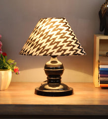 Chevron Design Print Shade With Metal Base Table Lamp - WoodenTwist