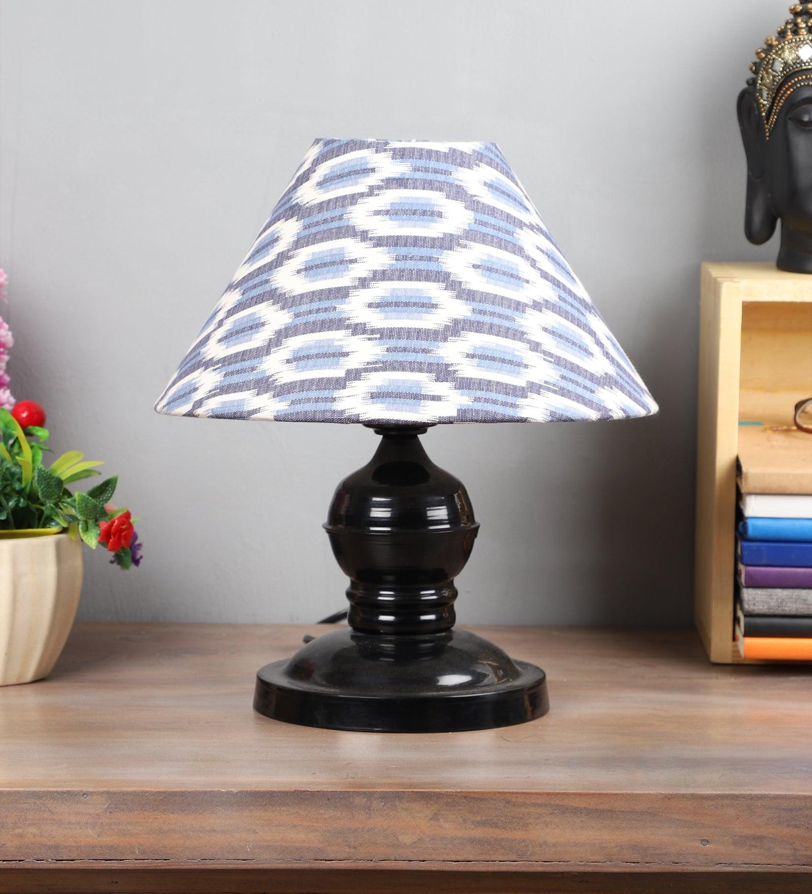 ikat Design Print Shade With Metal Base Table Lamp - WoodenTwist