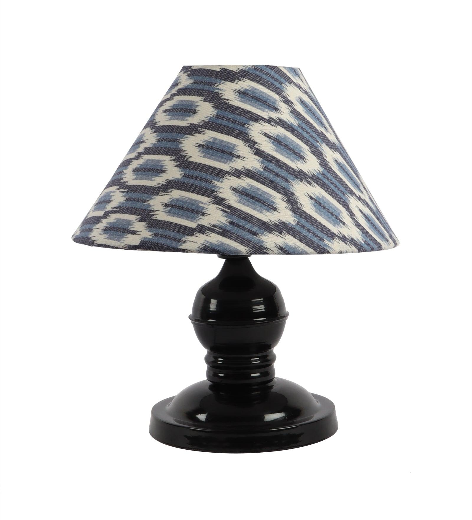 ikat Design Print Shade With Metal Base Table Lamp - WoodenTwist