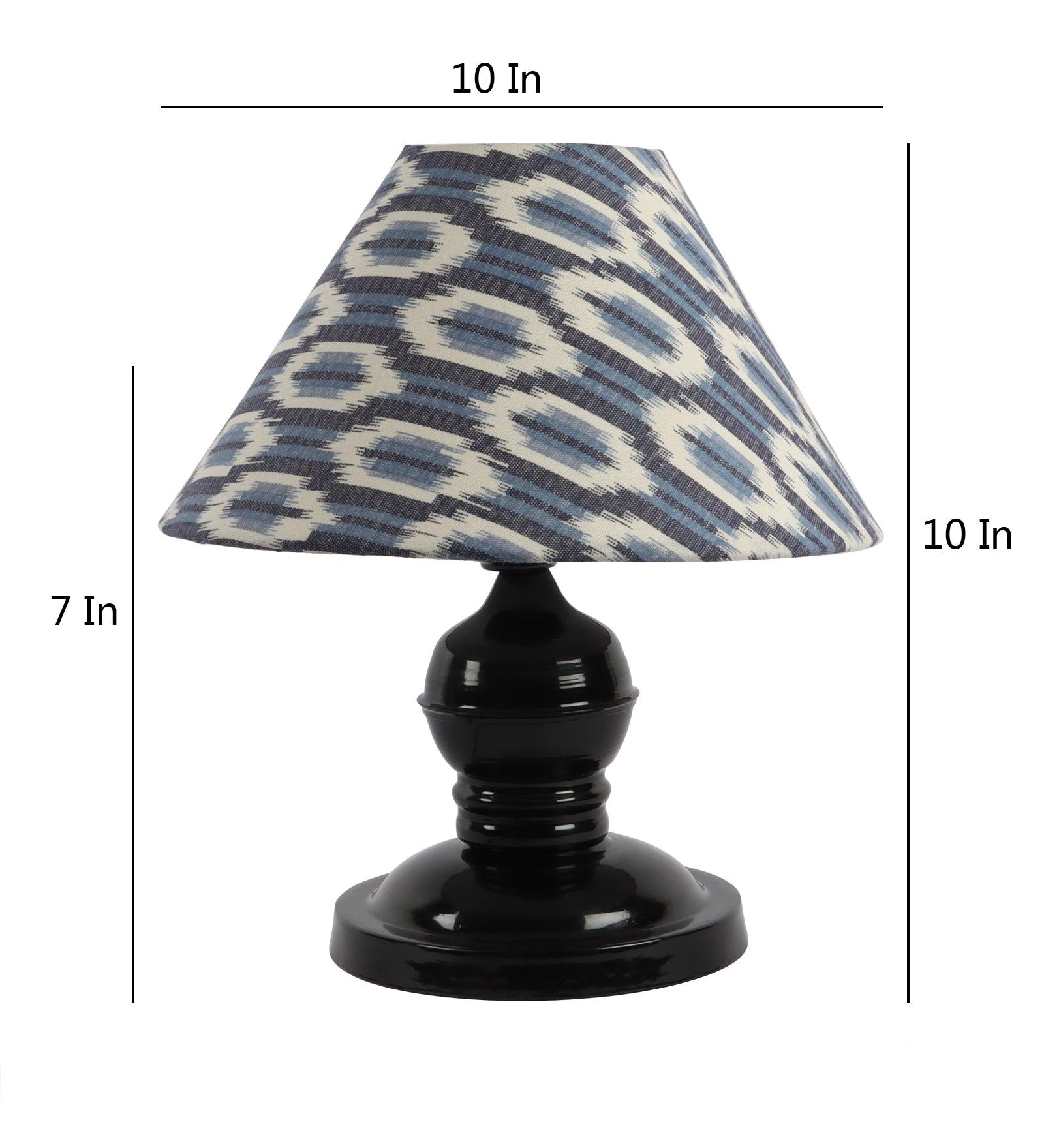 ikat Design Print Shade With Metal Base Table Lamp - WoodenTwist