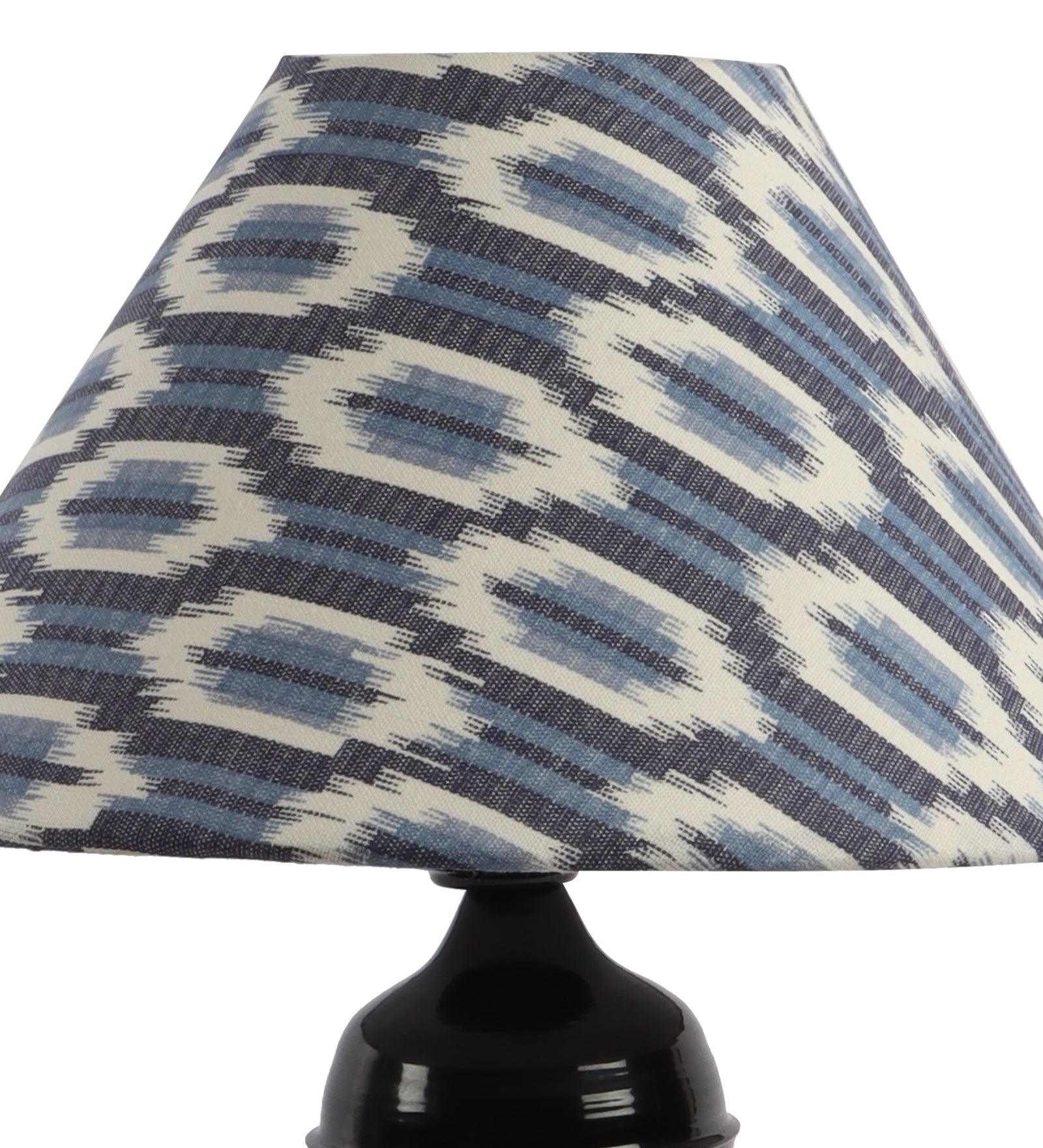 ikat Design Print Shade With Metal Base Table Lamp - WoodenTwist