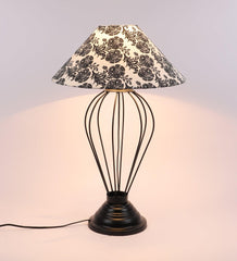 Filigree Design Print Shade With Metal Base Table Lamp - WoodenTwist