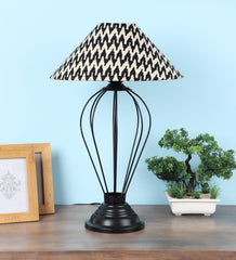 Chevron Design Print Shade With Metal Base Table Lamp - WoodenTwist