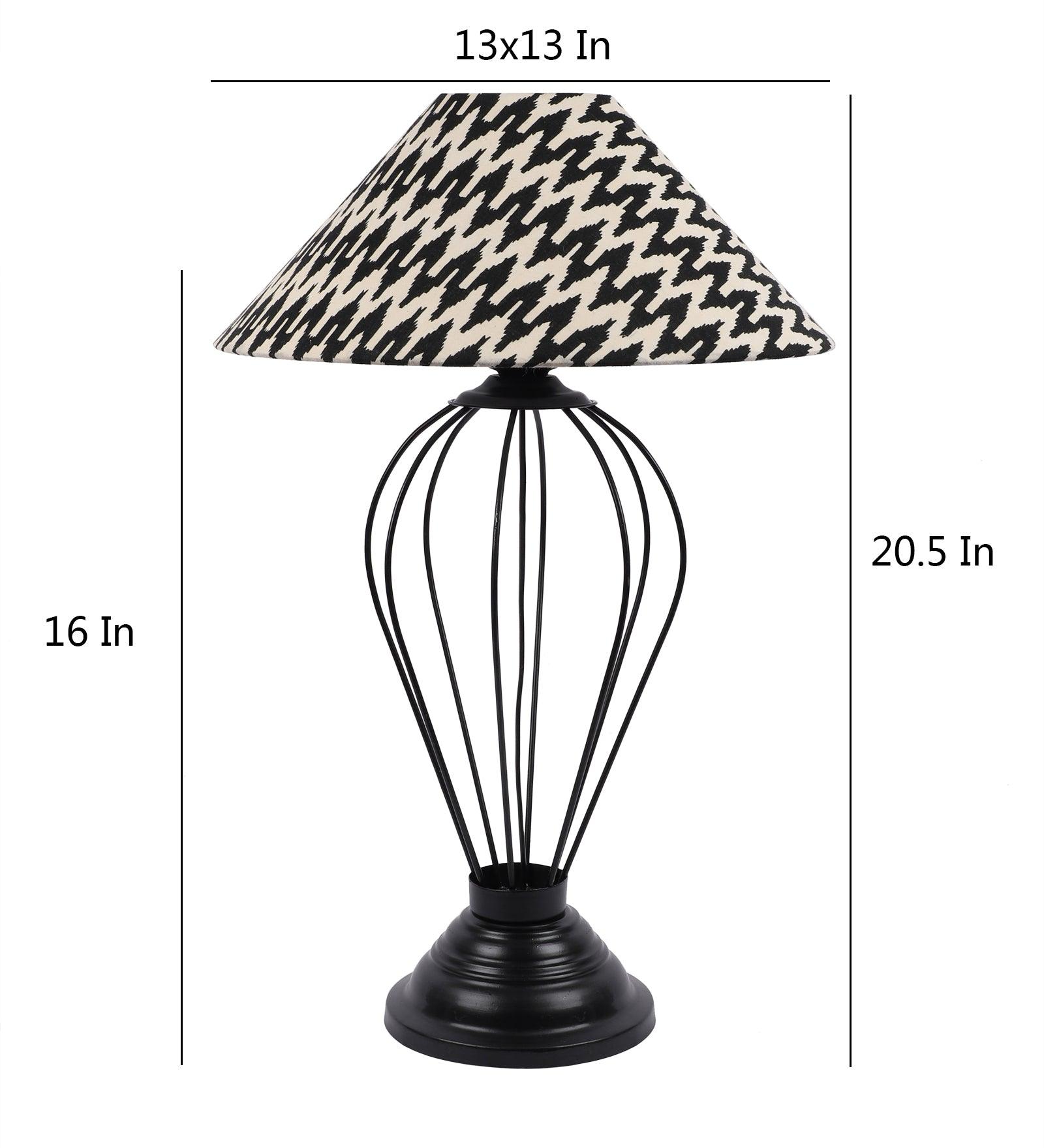 Chevron Design Print Shade With Metal Base Table Lamp - WoodenTwist