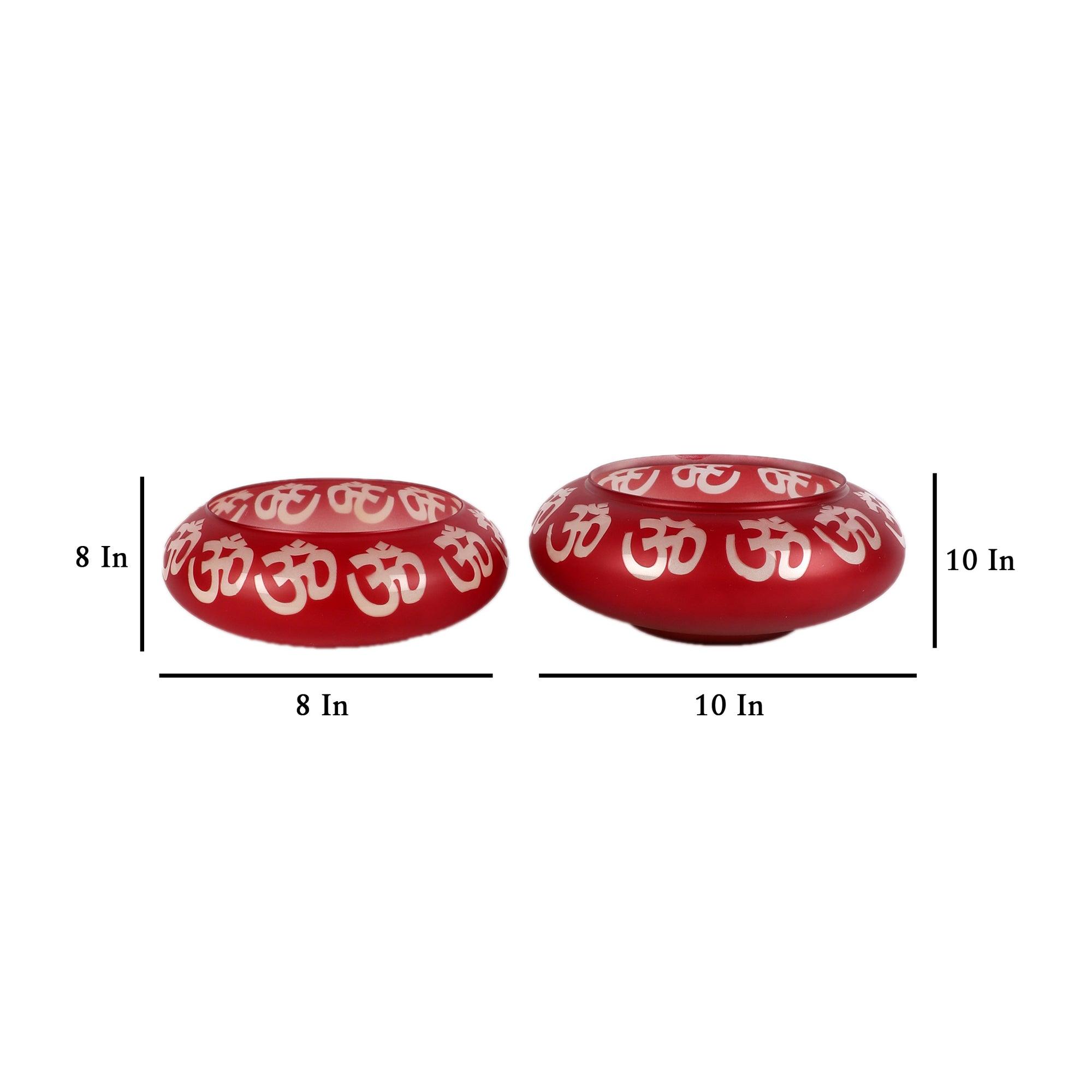 Red Glass Urli (Set of 2) - WoodenTwist