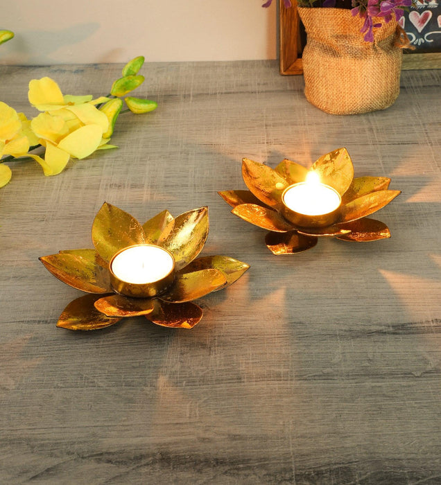 Small Lotus Tealight Holder (Set of 2) - WoodenTwist