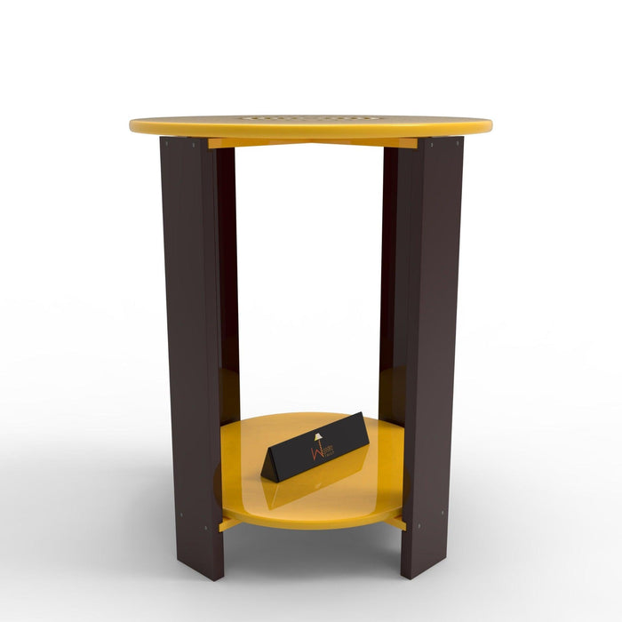 Unique Wooden Round Design End Table - WoodenTwist