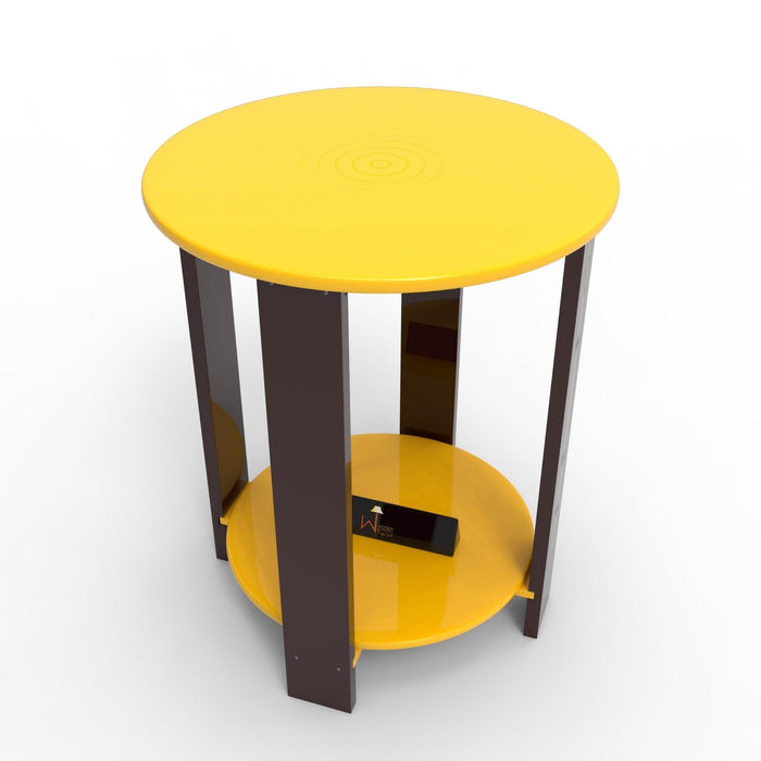 Unique Wooden Round Design End Table - WoodenTwist