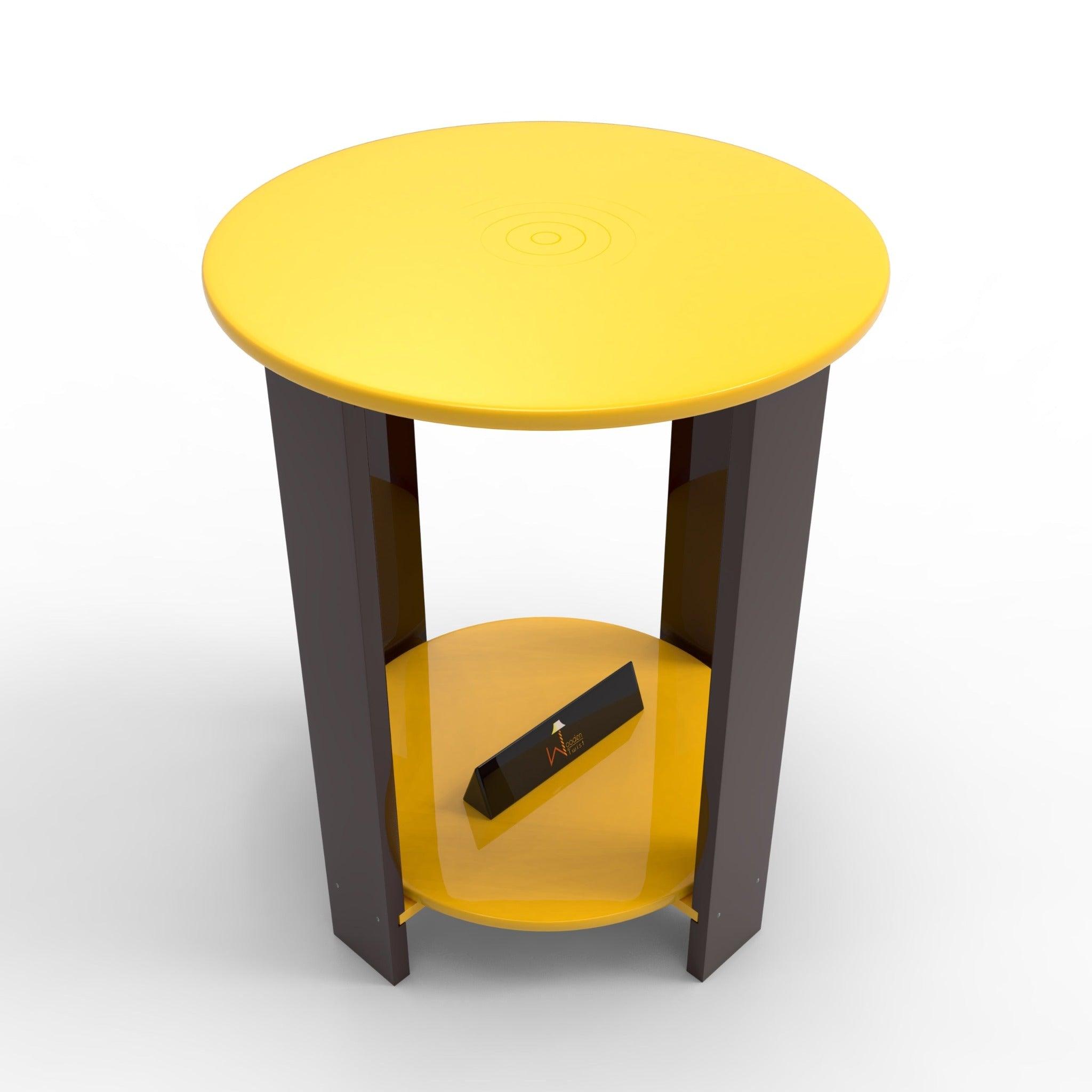 Unique Wooden Round Design End Table - WoodenTwist