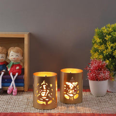 Laxmi Ganesh Tealight Holder (Set of 2) - WoodenTwist