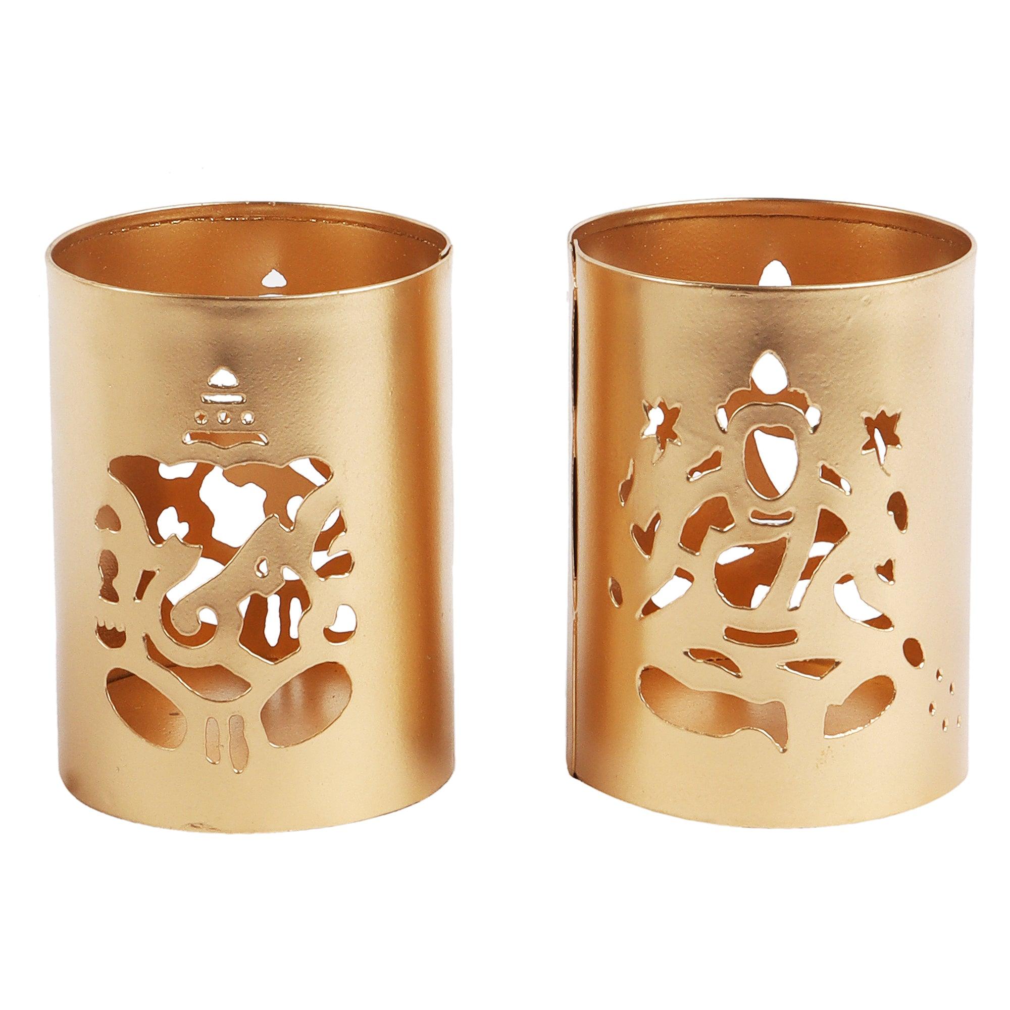 Laxmi Ganesh Tealight Holder (Set of 2) - WoodenTwist