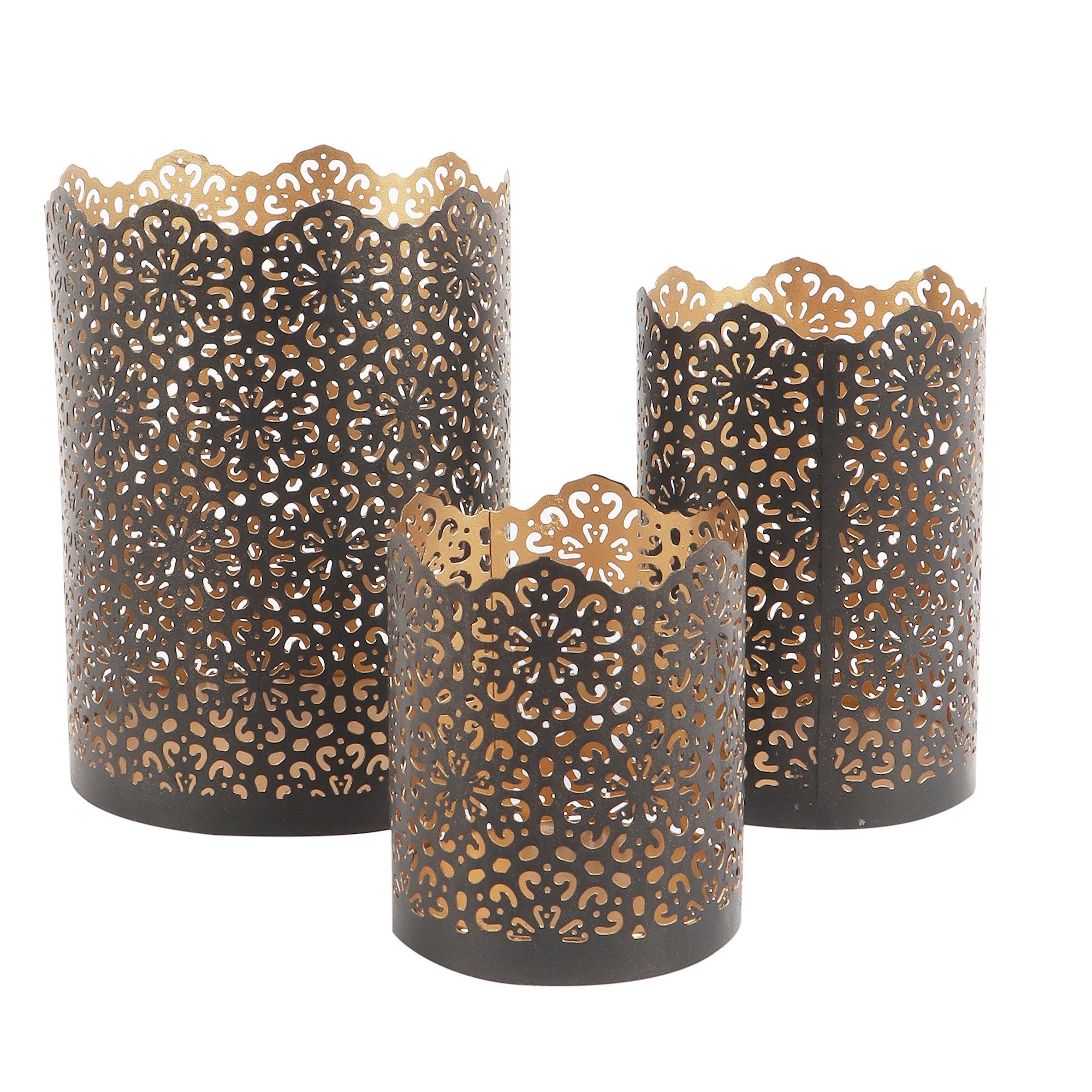 Black & Gold Votive Set of 3 - WoodenTwist