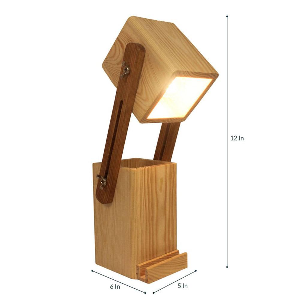 Toby Wooden Table Lamp With Mobile Stand - WoodenTwist