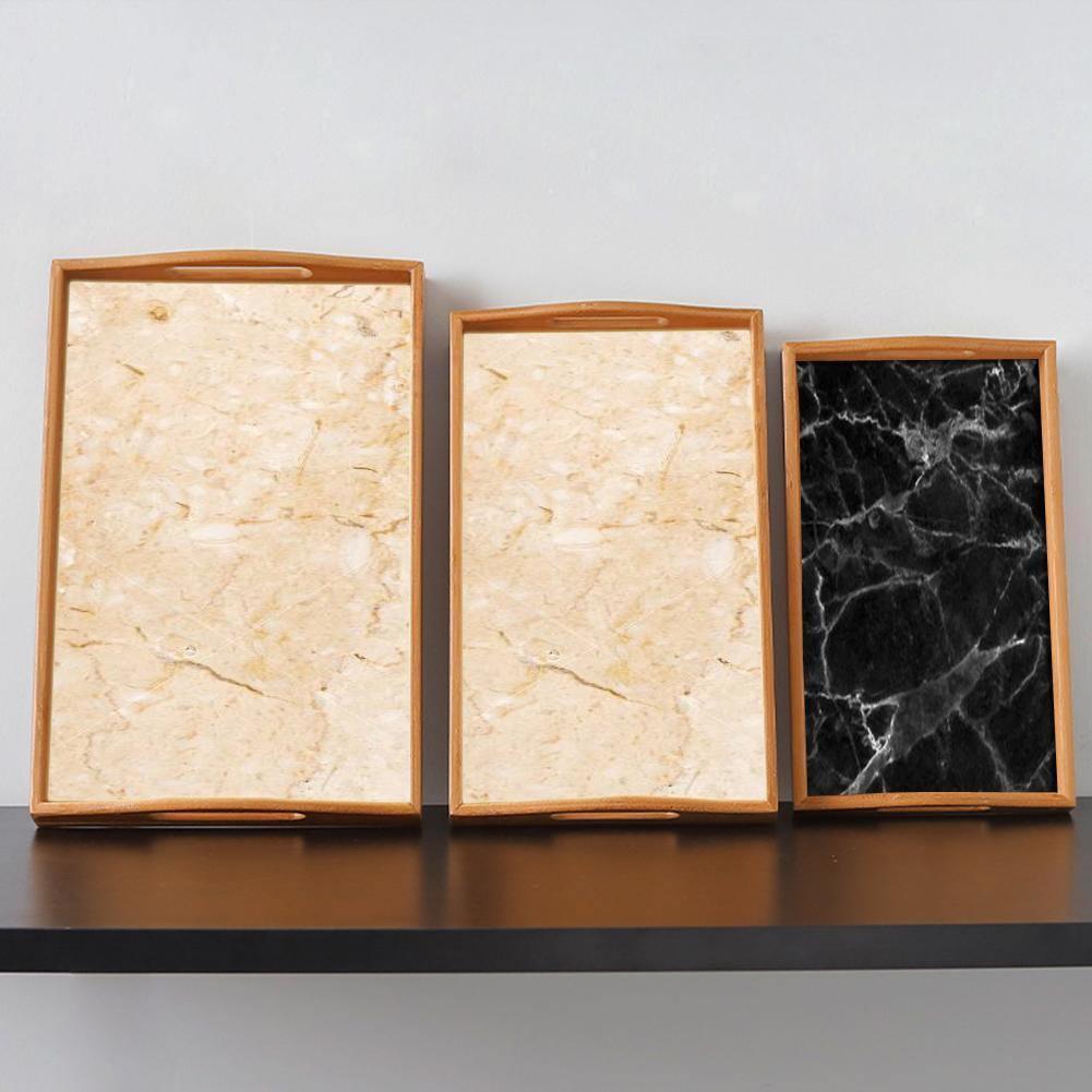 Natural Bamboo Wood Designer Large Serving Tray - set arrangement
