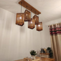 Trikona Brown 5 Series Hanging Lamp - WoodenTwist