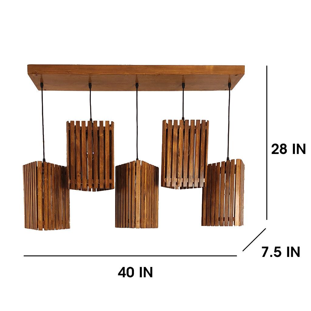 Trikona Brown 5 Series Hanging Lamp - WoodenTwist