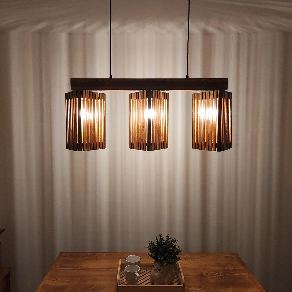 Trikona Brown 3 Series Hanging Lamp - WoodenTwist