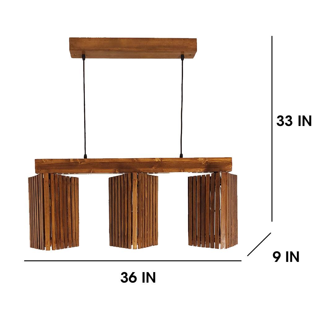 Trikona Brown 3 Series Hanging Lamp - WoodenTwist