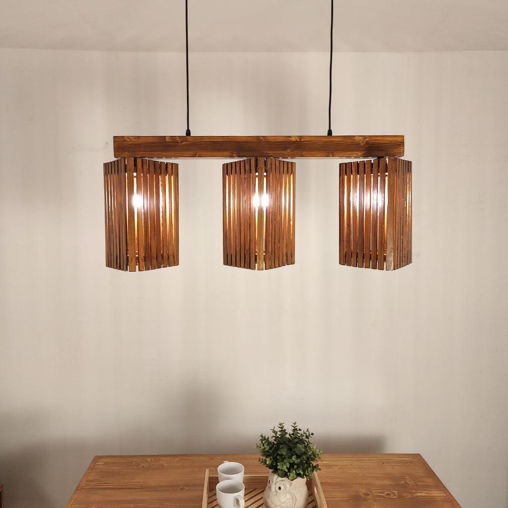 Trikona Brown 3 Series Hanging Lamp - WoodenTwist