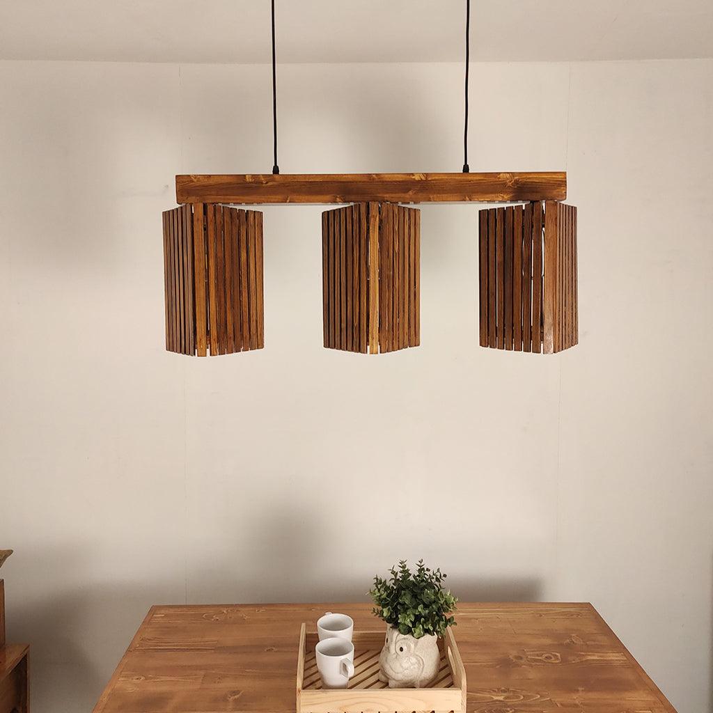 Trikona Brown 3 Series Hanging Lamp - WoodenTwist