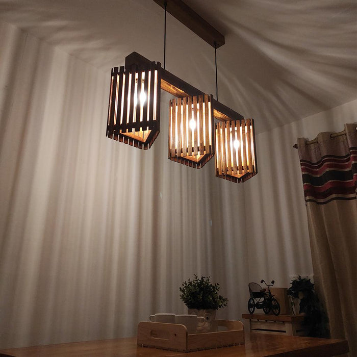 Trikona Brown 3 Series Hanging Lamp - WoodenTwist