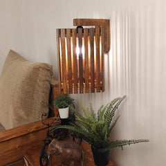 Trikona Brown Wooden Wall Light - WoodenTwist