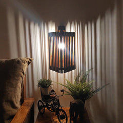 Trikona Brown Wooden Wall Light - WoodenTwist