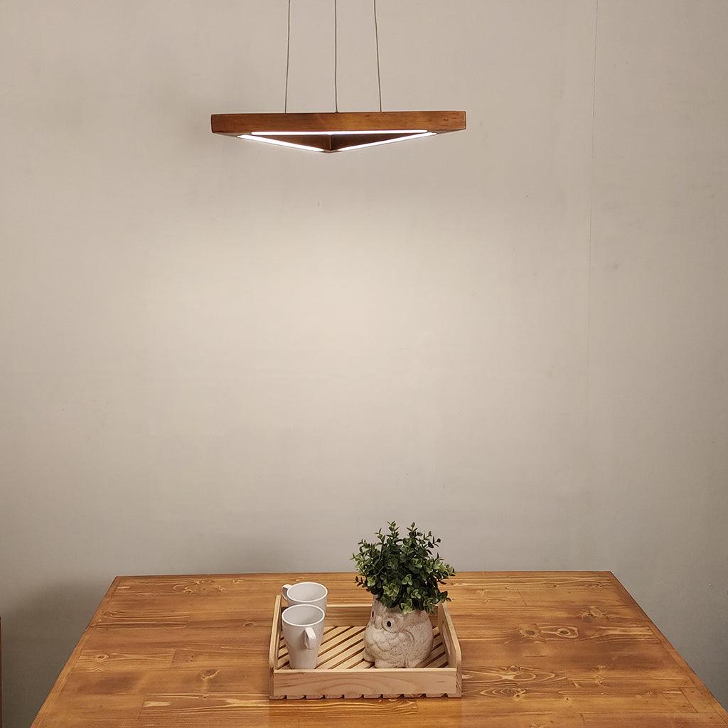 Trine Triangular Brown LED Hanging Lamp - WoodenTwist