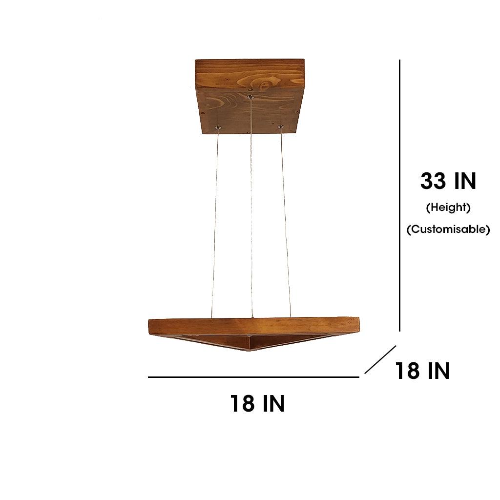 Trine Triangular Brown LED Hanging Lamp - WoodenTwist