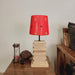 Truffle Brown Wooden Table Lamp with Yellow Printed Fabric Lampshade - WoodenTwist