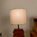 Truffle Beige Wooden Table Lamp with Red Printed Fabric Lampshade - WoodenTwist