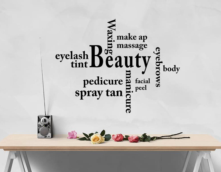 Salon Stickers Beauty Salon, Makeup, Manicure, Pedicure, Massage, Waxing, Eyelash - WoodenTwist