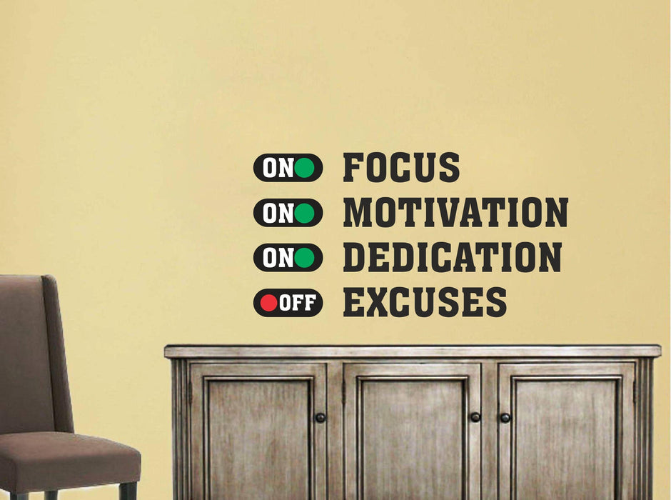 "Focus , Motivation , Dedication , Excuses" Wall Sticker - WoodenTwist