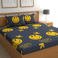 Glace Cotton Double Bedsheet with 2 Pillow Covers (Smily) - WoodenTwist