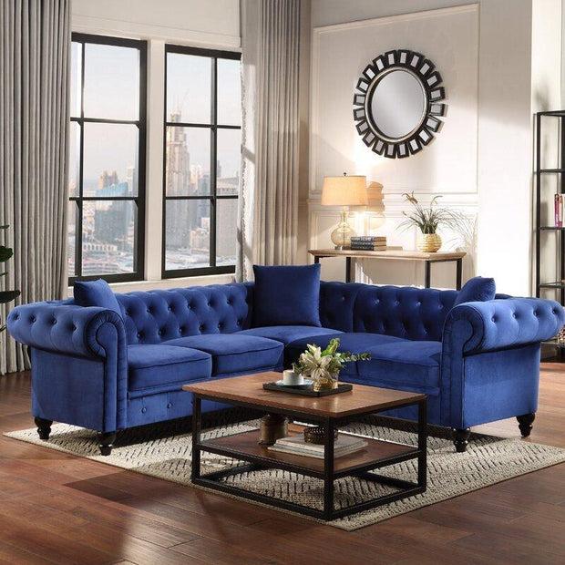 Chesterfield Velvet Corner Sofa - Velvet Texture Detail