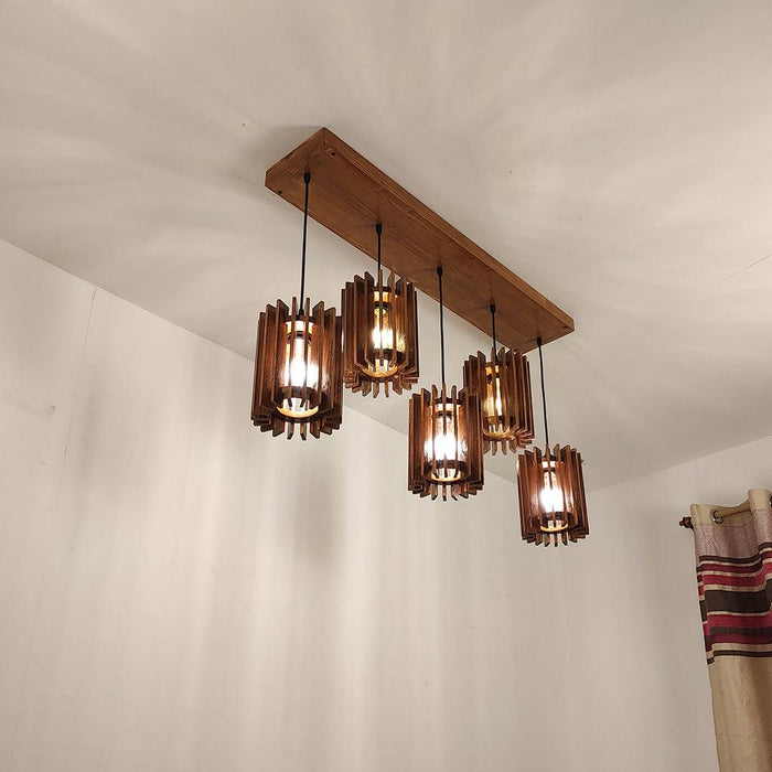 Ventus Brown 5 Series Hanging Lamp - WoodenTwist
