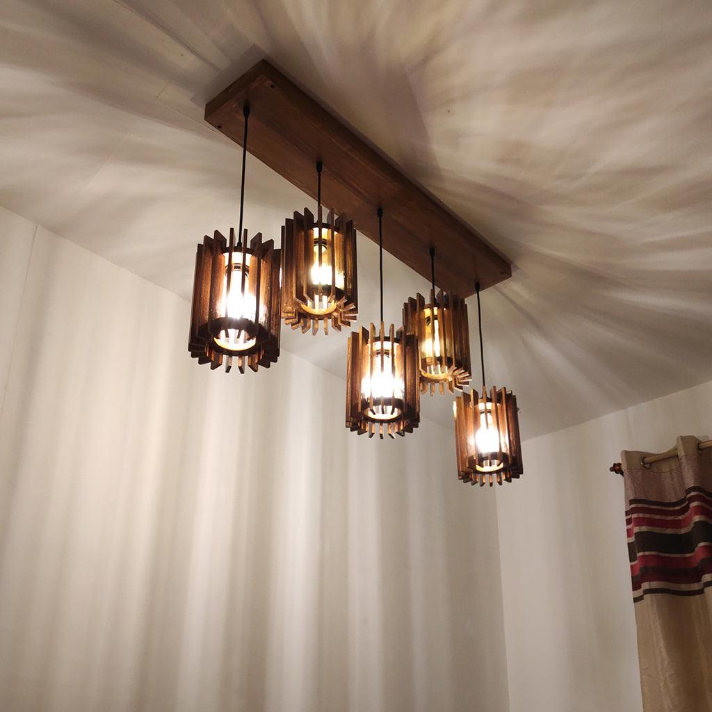 Ventus Brown 5 Series Hanging Lamp - WoodenTwist