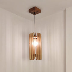 Ventus Beige Wooden Single Hanging Lamp - WoodenTwist