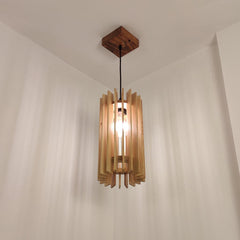 Ventus Beige Wooden Single Hanging Lamp - WoodenTwist