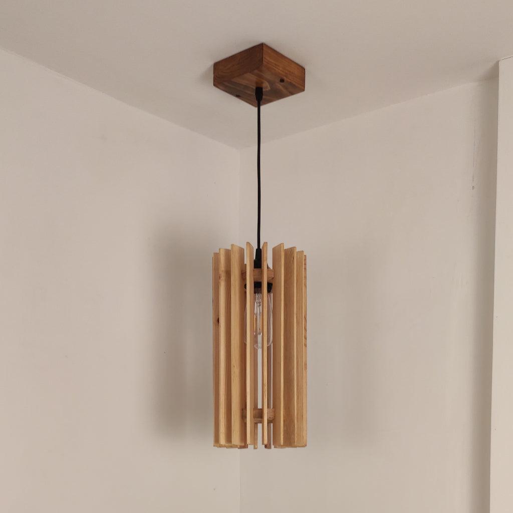 Ventus Beige Wooden Single Hanging Lamp - WoodenTwist