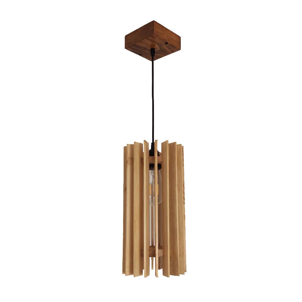 Ventus Beige Wooden Single Hanging Lamp - WoodenTwist