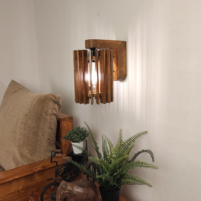 Ventus Brown Wooden Wall Light - WoodenTwist