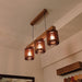 Terzo Brown Wooden Series Hanging Lamp with Beige Fabric Lampshade - WoodenTwist